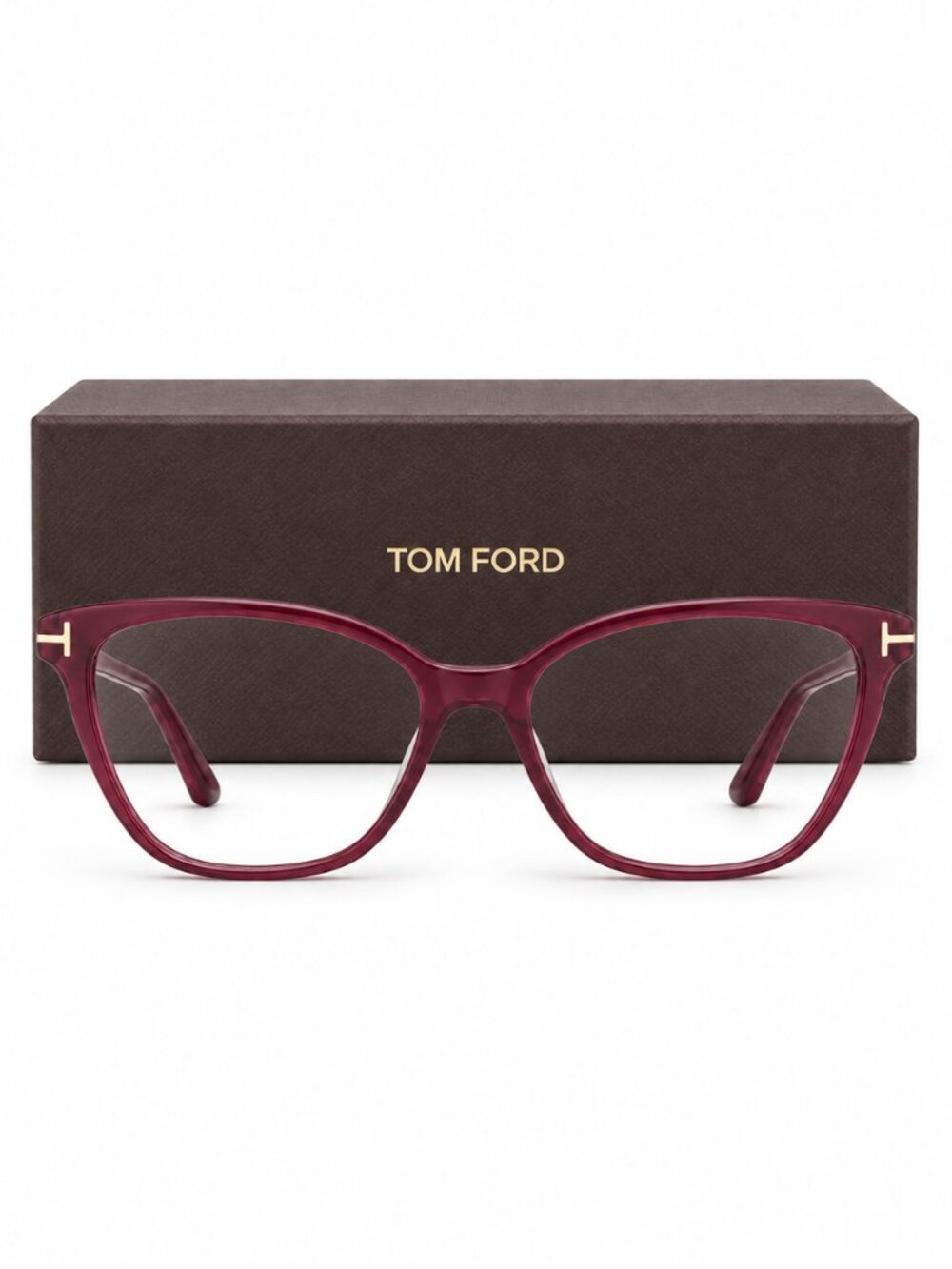 TOM FORD Eyeglasses Frames TF5641-B 075 Claret Red Cat Eye w-Clip Ons 53-15-140